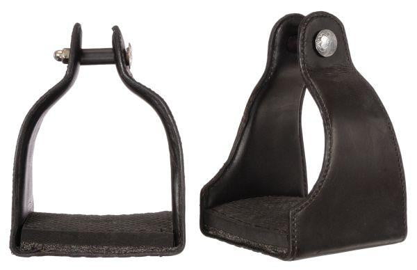 1" Leather Covered Padded Endurance Stirrups With 4 1/2" Tread