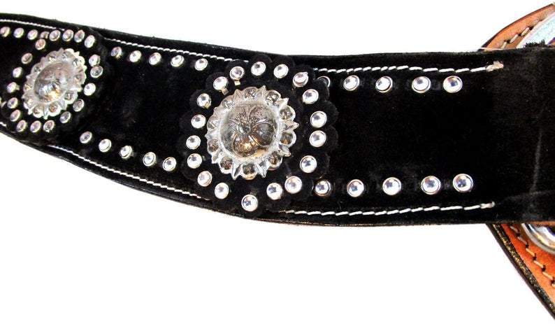 Black With Conchos Leather With Tack Set