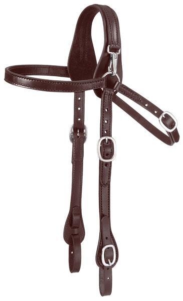 Leather Mule Headstall With Snap Crown