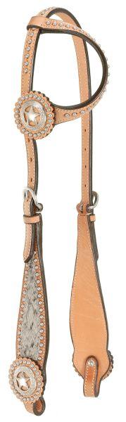 Single Ear Headstall With Spotted Hair Overlay