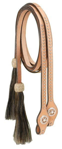 Split Reins With Silver Dots, Star Conchos & Horsehair Tassels